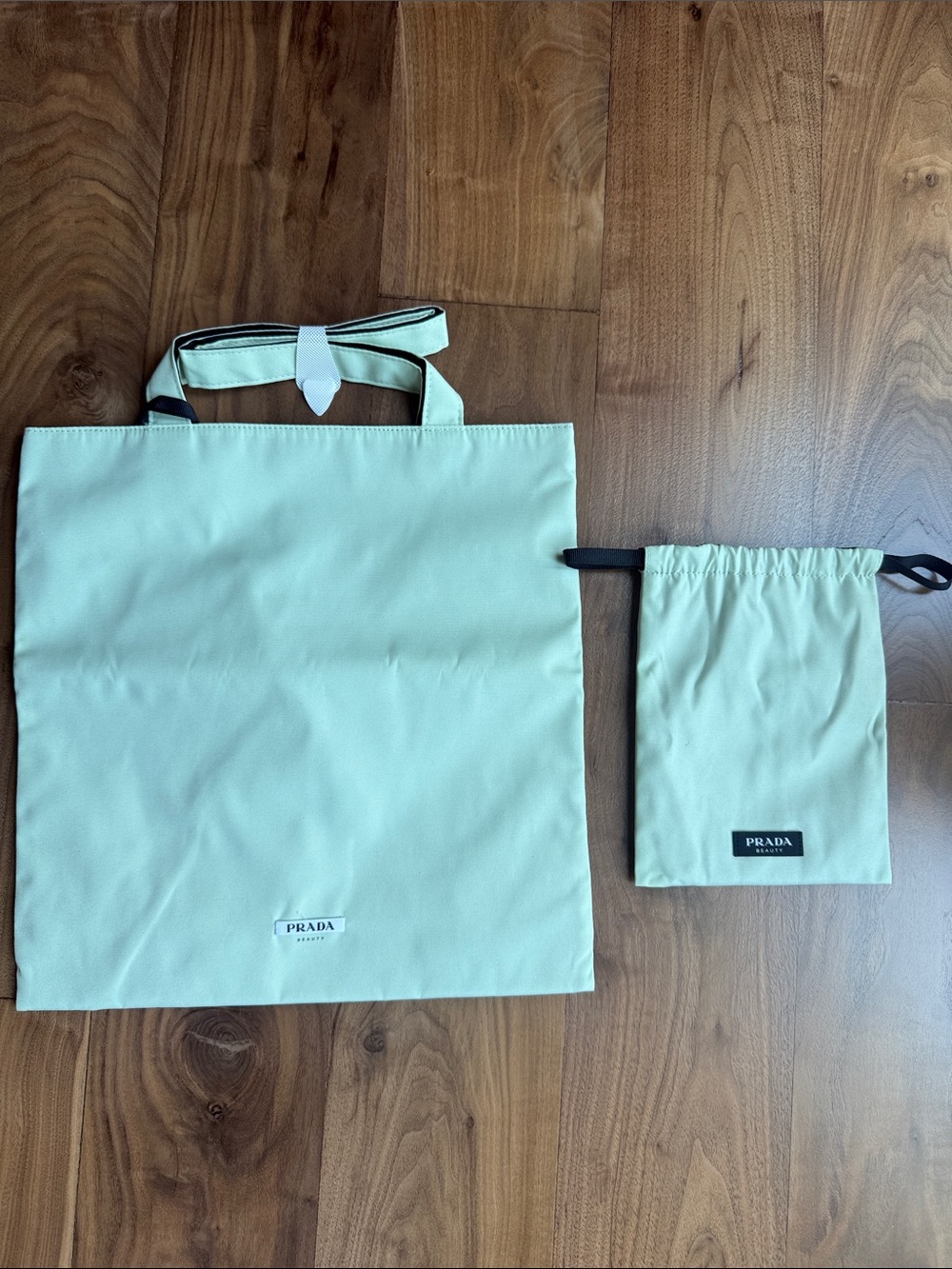 Prada Mint Green Nylon Tote with Matching Pouch